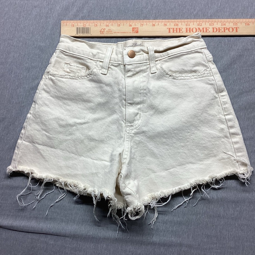 Women's Universal Thread Highest Rise Shortie Ivory Size 0 Frayed Hem